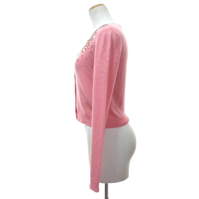 Miu Miu Miu Cashmere Knit Cardigan Bolero Bijoux Long Sleeve 36 Pink