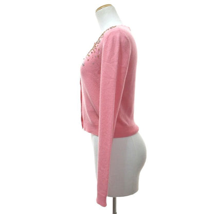 Miu Miu Miu Cashmere Knit Cardigan Bolero Bijoux Long Sleeve 36 Pink