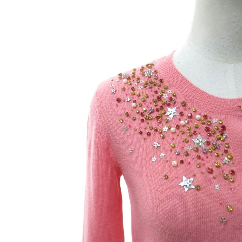 Miu Miu Miu Cashmere Knit Cardigan Bolero Bijoux Long Sleeve 36 Pink