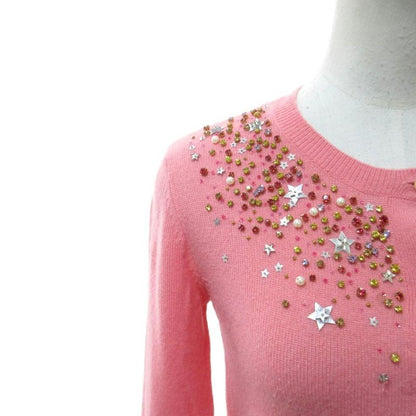 Miu Miu Miu Cashmere Knit Cardigan Bolero Bijoux Long Sleeve 36 Pink