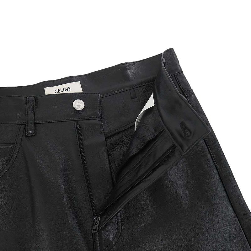Celine Dylan Leather Pants Black 46