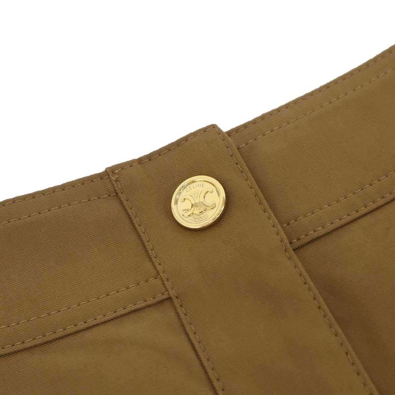 Celine Cotton Twill Short Skirt Brown 34