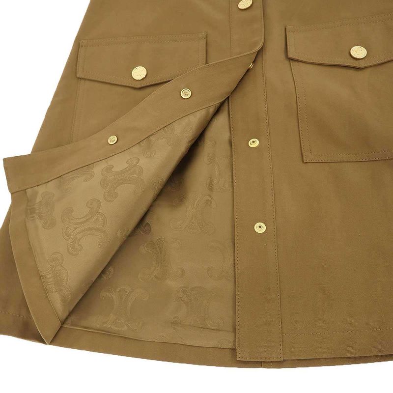 Celine Cotton Twill Short Skirt Brown 34