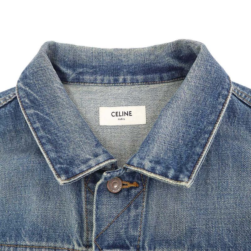 Celine Strange Studded Denim Vest Indigo