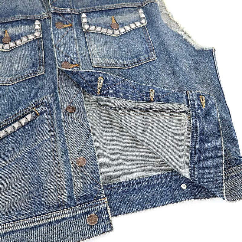 Celine Strange Studded Denim Vest Indigo
