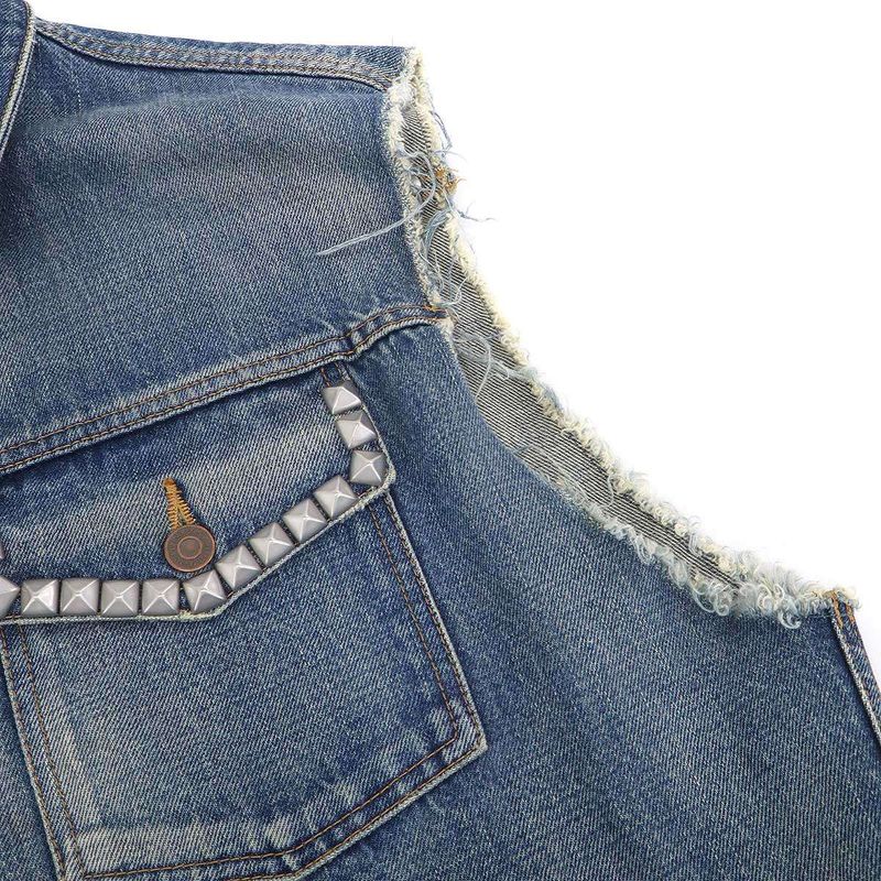 Celine Strange Studded Denim Vest Indigo
