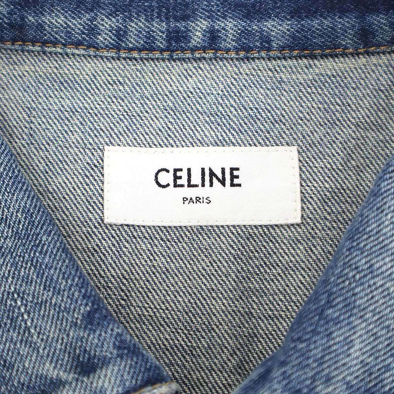 Celine Strange Studded Denim Vest Indigo