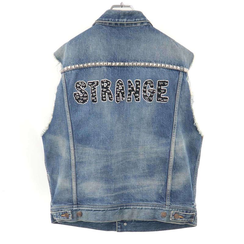 Celine Strange Studded Denim Vest Indigo
