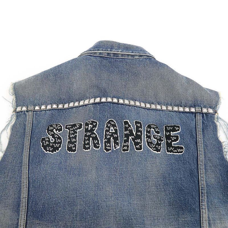 Celine Strange Studded Denim Vest Indigo