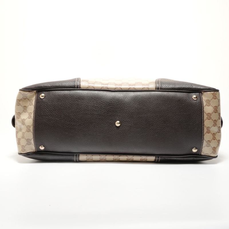 Gucci Boston Bag Sherry Line GG Crystal Gold Canvas