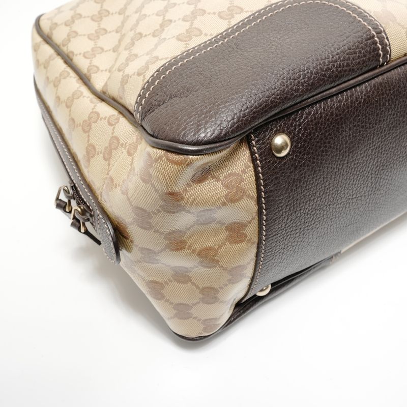 Gucci Boston Bag Sherry Line GG Crystal Gold Canvas