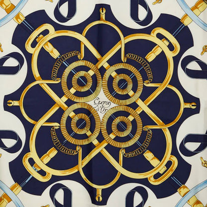 Hermes Carre 90 Eperon D'or Apron Dole Scarf Navy Multicolor