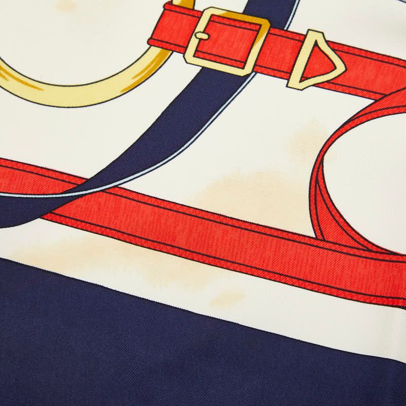 Hermes Carre 90 Eperon D'or Apron Dole Scarf Navy Multicolor