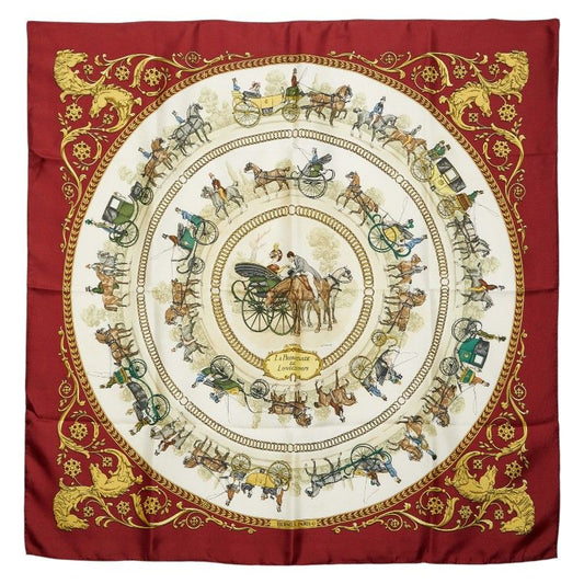Hermes Carre 90 la Promenade de Longchamps Walk to Long Chien Scarf Red
