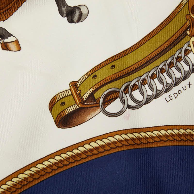 Hermes Carre 90 Reprise Horse Riding Scene Scarf Navy Multicolor