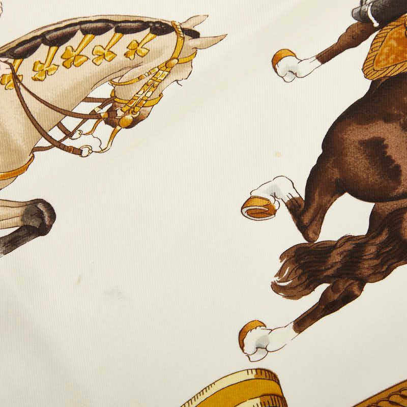 Hermes Carre 90 Reprise Horse Riding Scene Scarf Brown Multicolor
