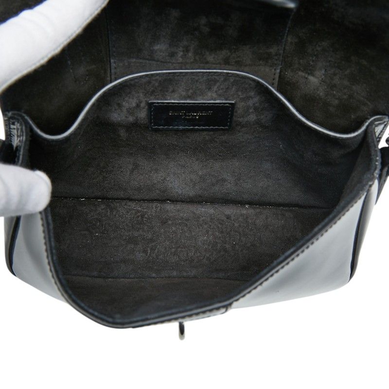 Saint Laurent Charlotte Toy Logo Shoulder Bag Black Patent Leather