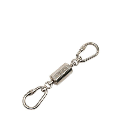 Gucci Logo Carabiner Key Ring Key Holder Silver Metal