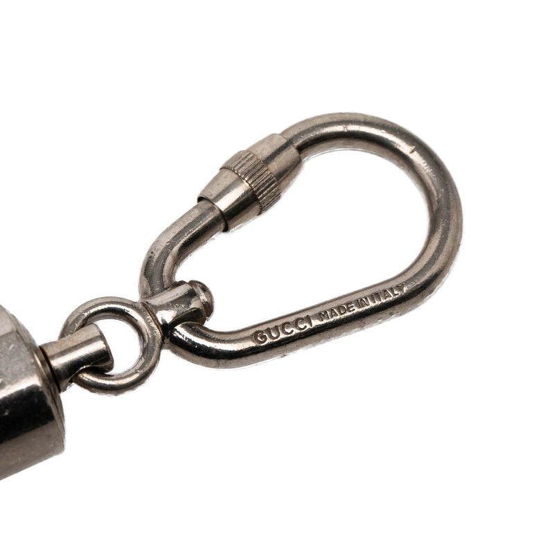 Gucci Logo Carabiner Key Ring Key Holder Silver Metal