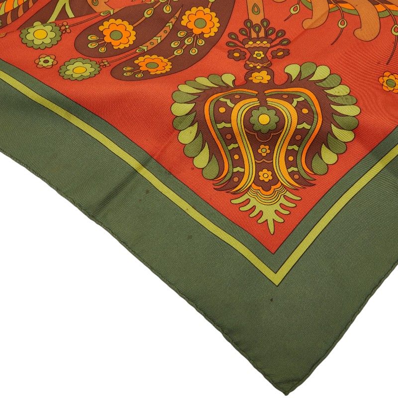 Hermes Carre 90 Skyros Bird Peacock Scarf Green Multicolor