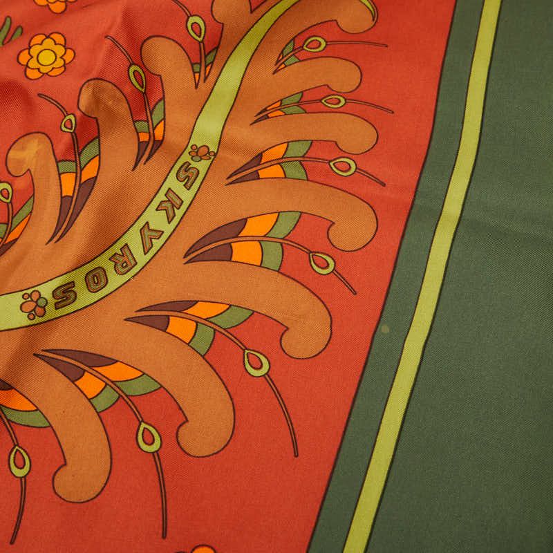 Hermes Carre 90 Skyros Bird Peacock Scarf Green Multicolor