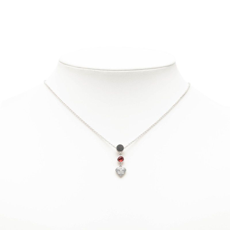 Gucci Trademark Drop Pendant Heart Necklace Silver Red Crystal