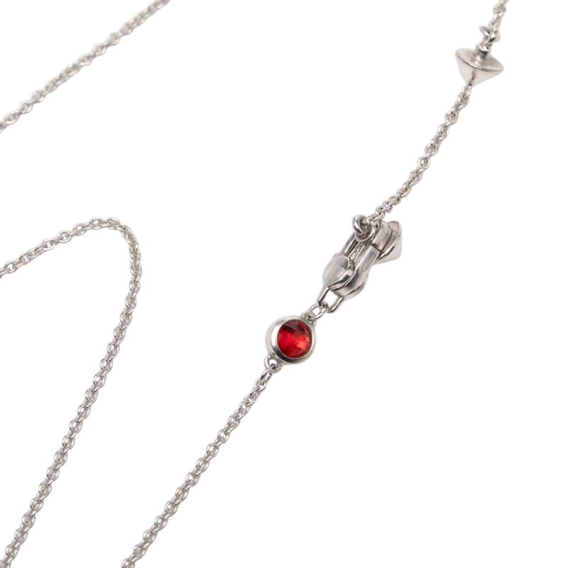 Gucci Trademark Drop Pendant Heart Necklace Silver Red Crystal