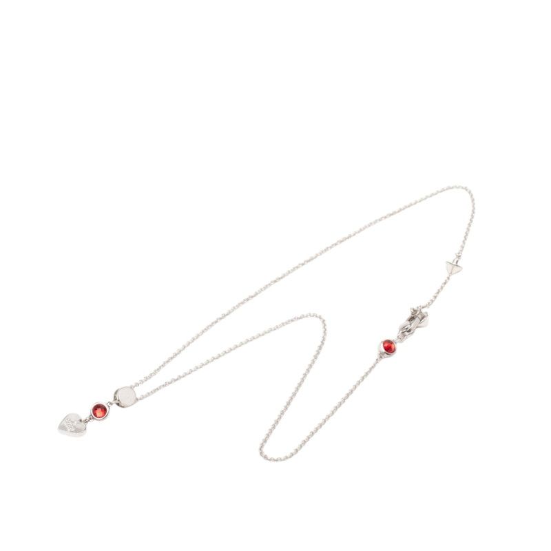 Gucci Trademark Drop Pendant Heart Necklace Silver Red Crystal