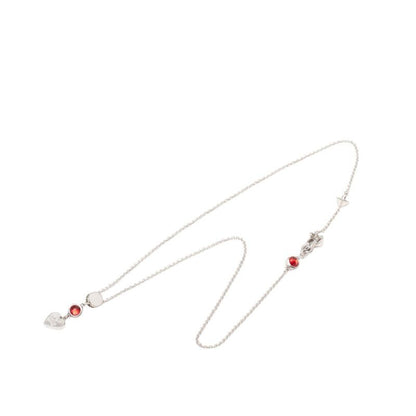Gucci Trademark Drop Pendant Heart Necklace Silver Red Crystal