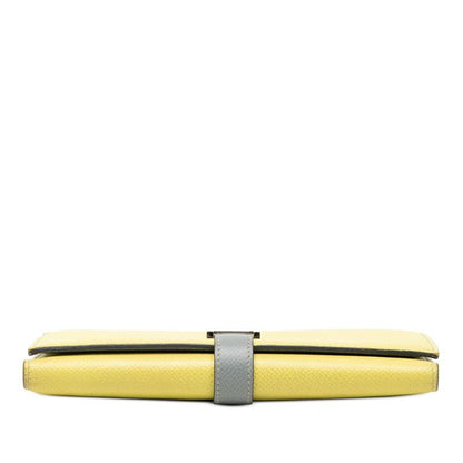 Hermes Bearn Bicolor Trifold Wallet Yellow Gray Veau Epsom