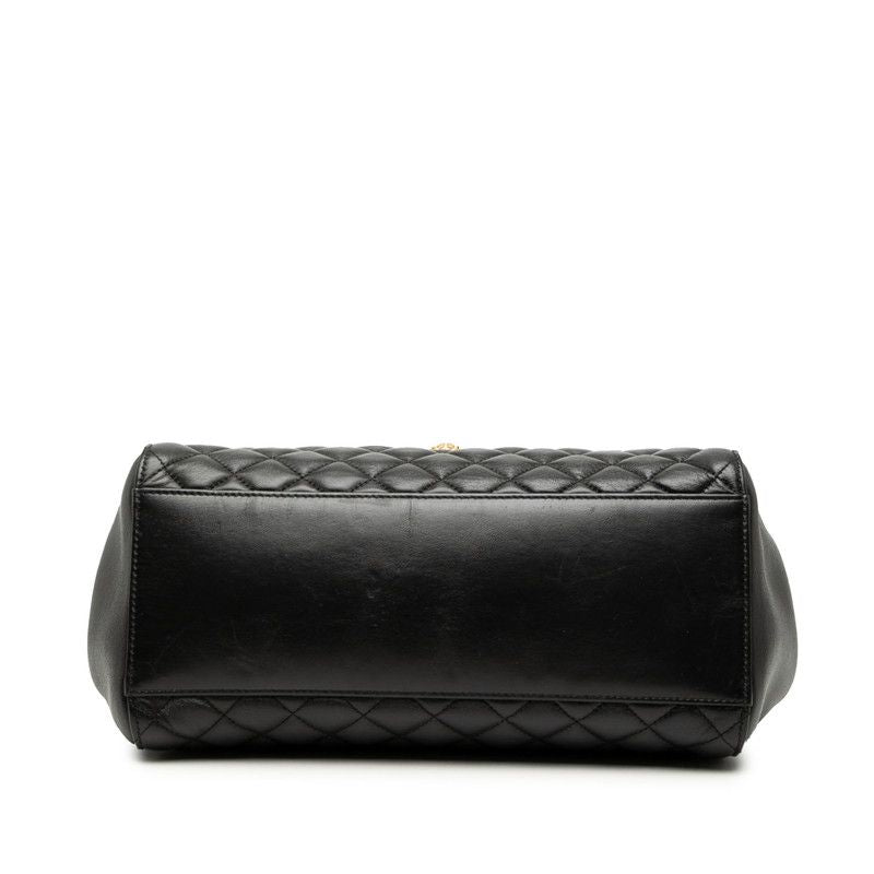 Versace Medusa Quilted Tote Black Leather
