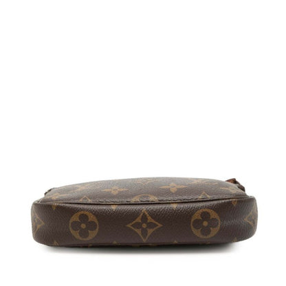 Louis Vuitton Monogram Mini Pochette Chain Handbag Pouch Brown Leather