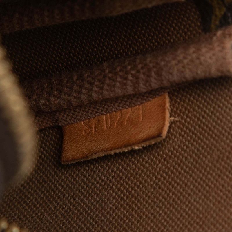 Louis Vuitton Monogram Mini Pochette Chain Handbag Pouch Brown Leather