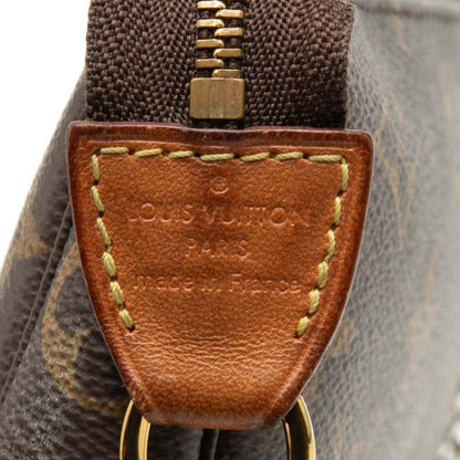 Louis Vuitton Monogram Mini Pochette Chain Handbag Pouch Brown Leather