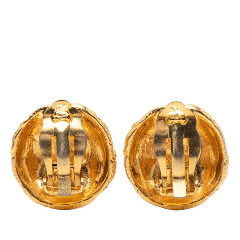 Chanel Vintage CC Logo Earrings Gold Plated