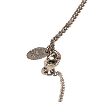 Chanel CC Logo Necklace Silver Metal Line Stone