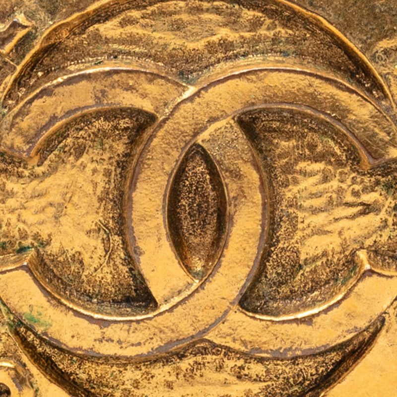 Chanel Vintage CC Logo Circle Earrings Gold Plated