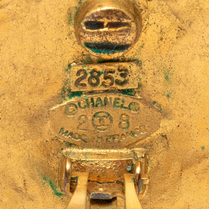 Chanel Vintage CC Logo Circle Earrings Gold Plated