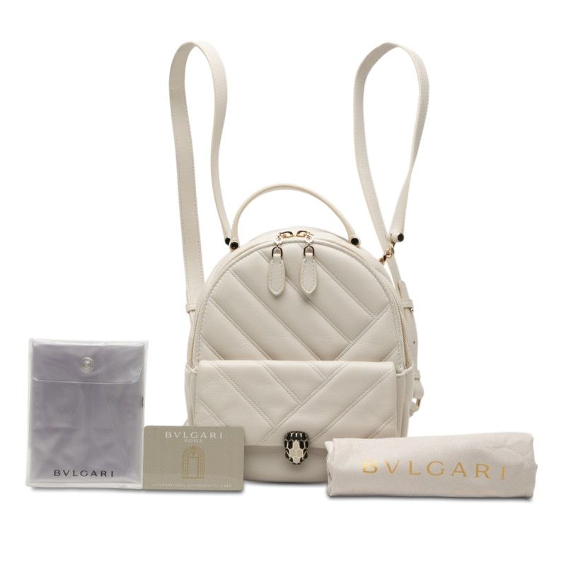 Bvlgari Serpenti Cabochon Backpack Ivory Leather