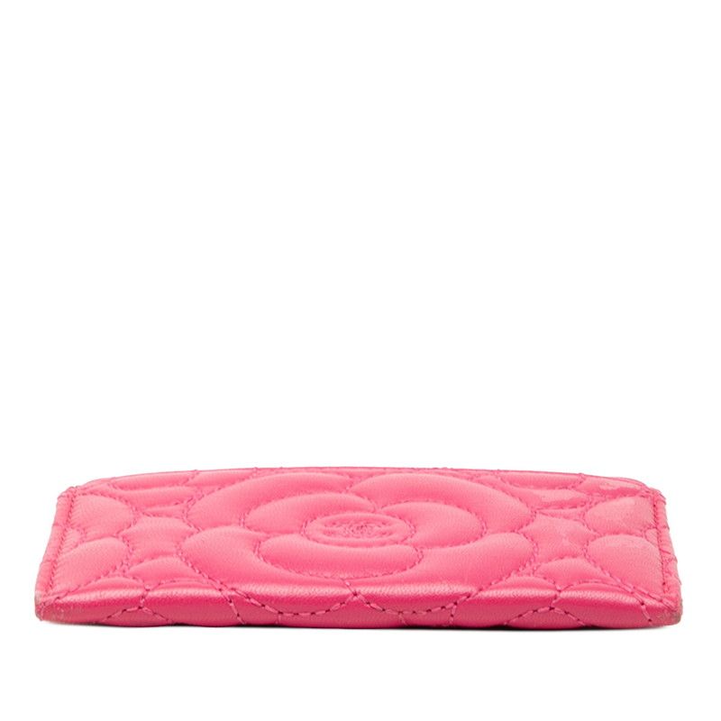 Chanel Camellia Card Case Pink Lambskin
