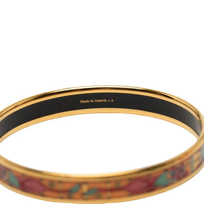 Hermes Enamel PM Cloisonne Bangle Gold Multicolor Plated Bracelet