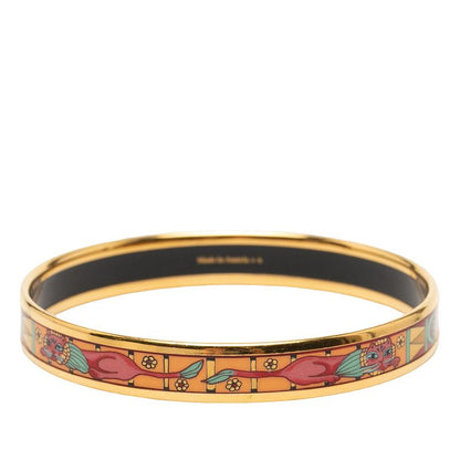 Hermes Enamel PM Cloisonne Bangle Gold Multicolor Plated Bracelet