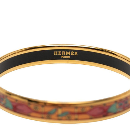 Hermes Enamel PM Cloisonne Bangle Gold Multicolor Plated Bracelet