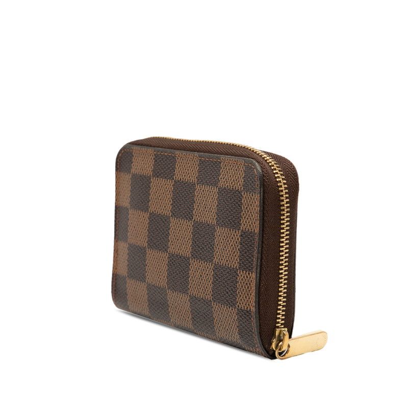 Louis Vuitton Damier Zippy Coin Purse Brown Leather
