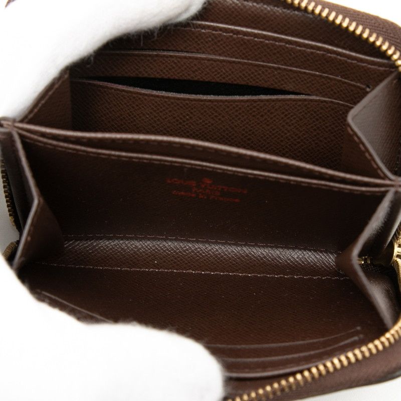 Louis Vuitton Damier Zippy Coin Purse Brown Leather