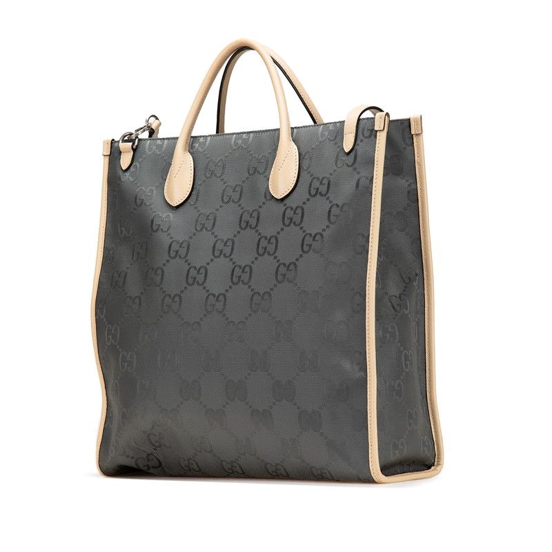 Gucci GG Nylon Off the Grid Long 2-Way Shoulder Bag Gray Beige