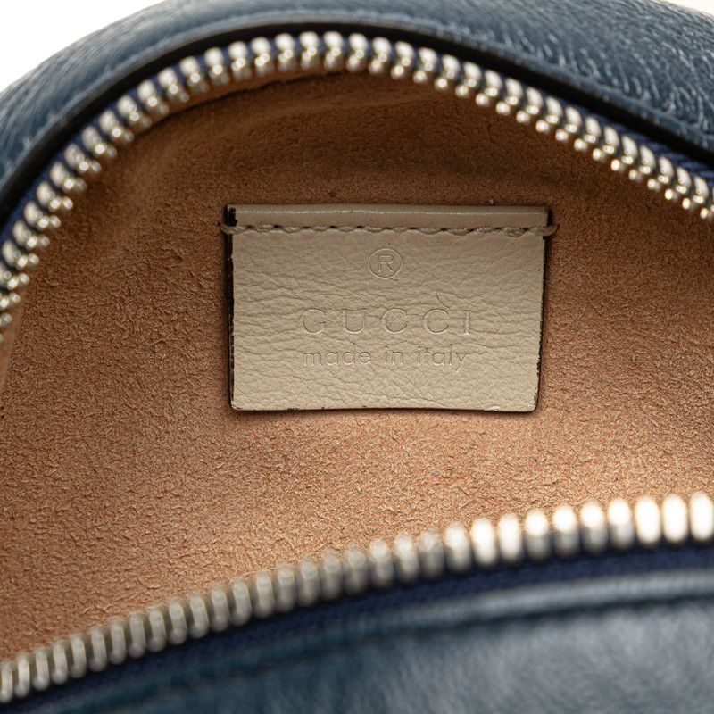 Gucci GG Marmont Mini Chain Shoulder Bag Navy White Leather