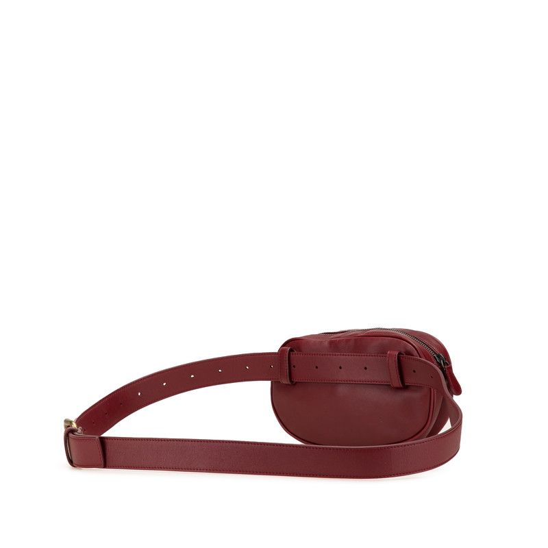 Bottega Veneta Intrecciato Waist Bag Wine Red Gold Leather