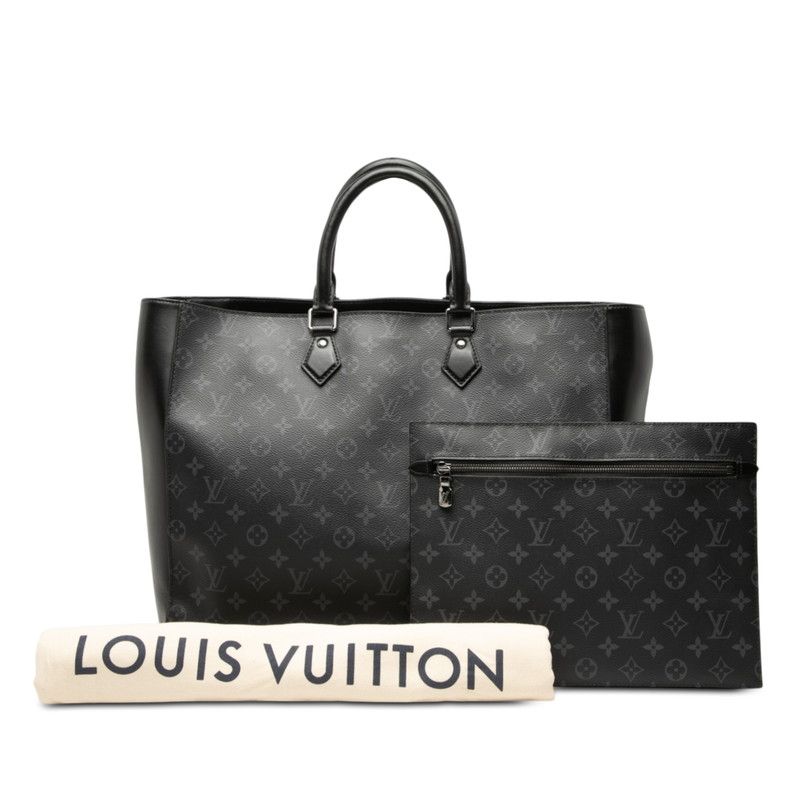 Louis Vuitton Monogram Eclipse Grand Sac Tote Gray Black Leather