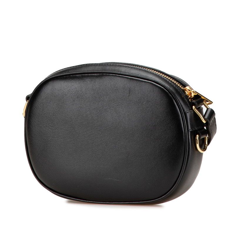 Celine CC Charm Small Crossbody Shoulder Bag Black Leather